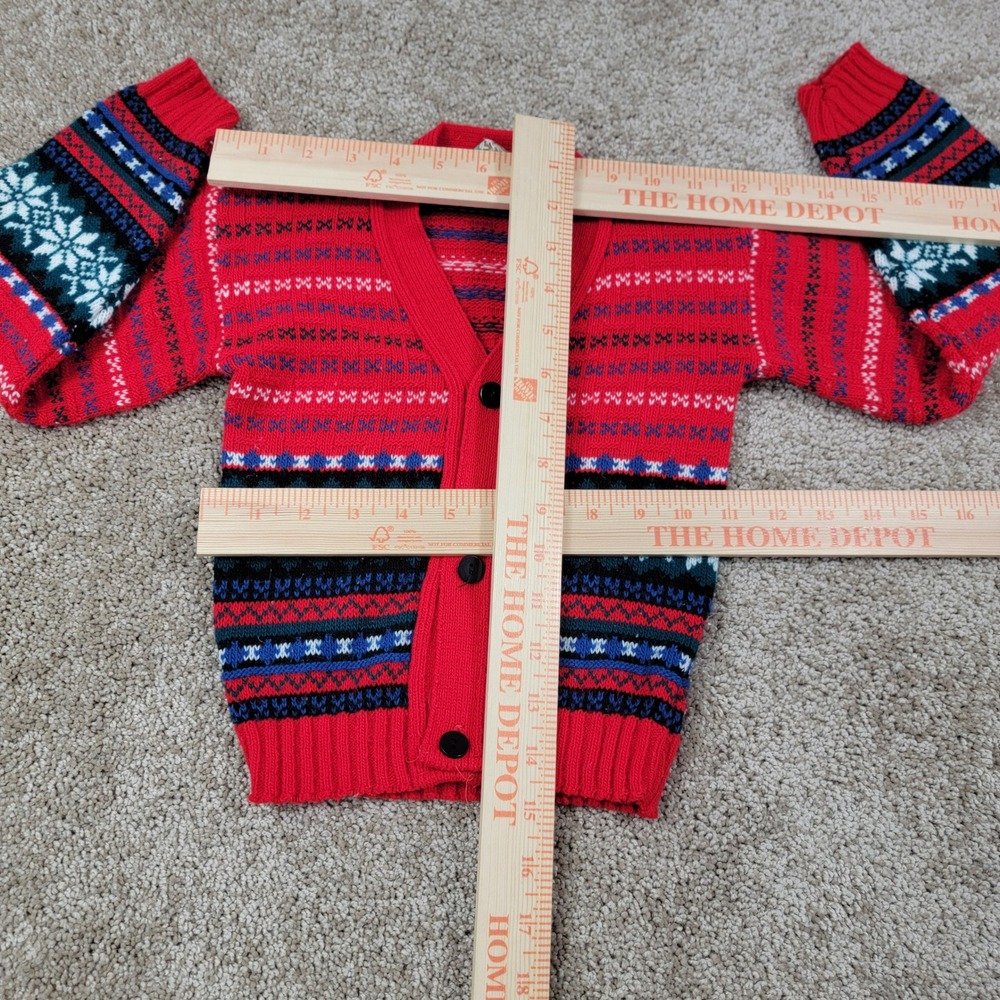 Vintage Clubhouse Cardigan Sweater Kids Size 4T Fair Isle Knit Red Blue